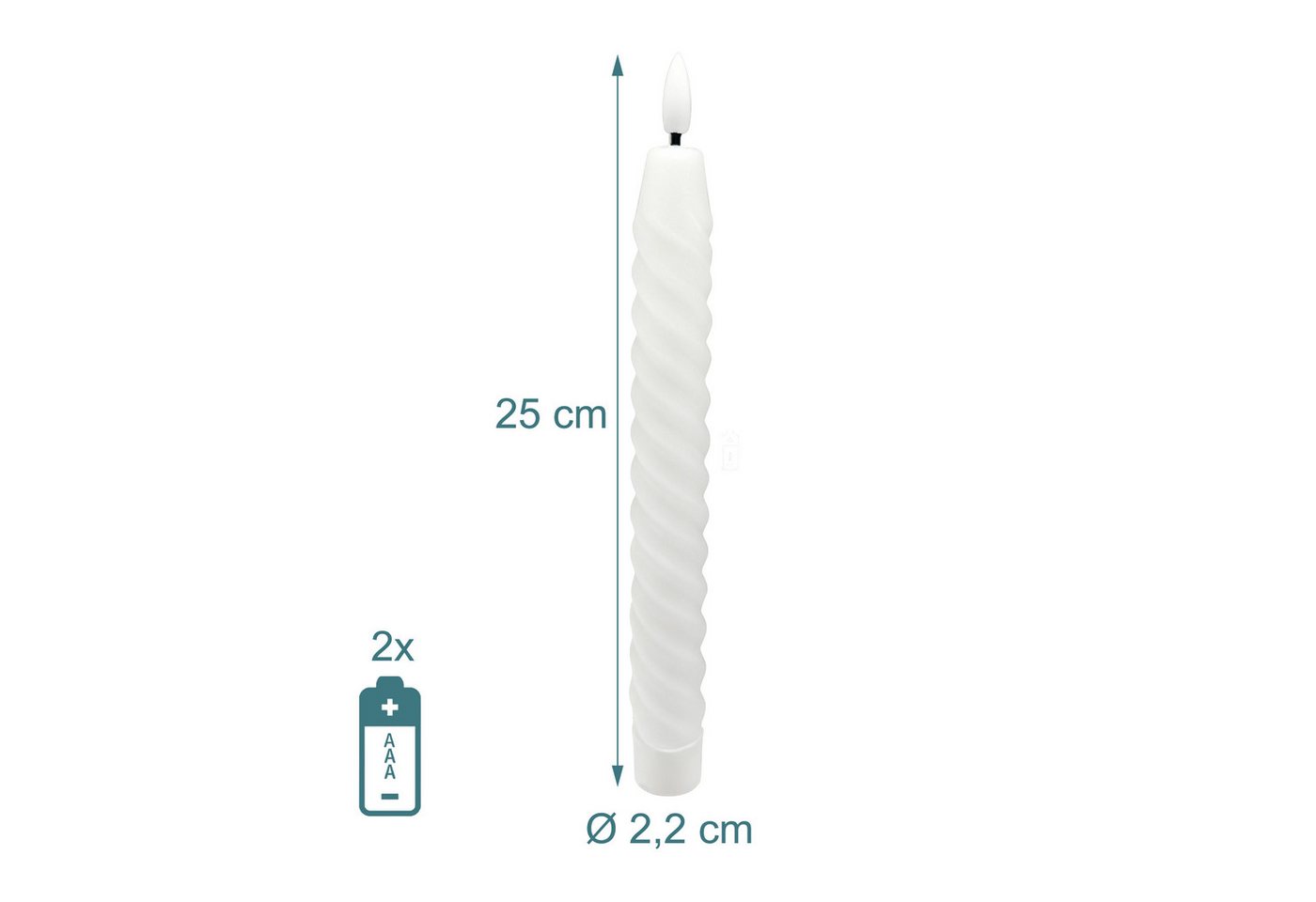 relaxdays LED-Kerze LED Stabkerzen 6er Set, Flackernde LED-Flamme, LED, Warmweiß, weiß – Bild 4 von 5