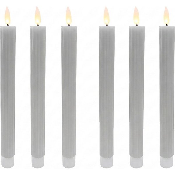 relaxdays LED-Kerze LED Stabkerzen 6er Set, Flackernde Flamme, LED, Warmweiß, Hellgrau