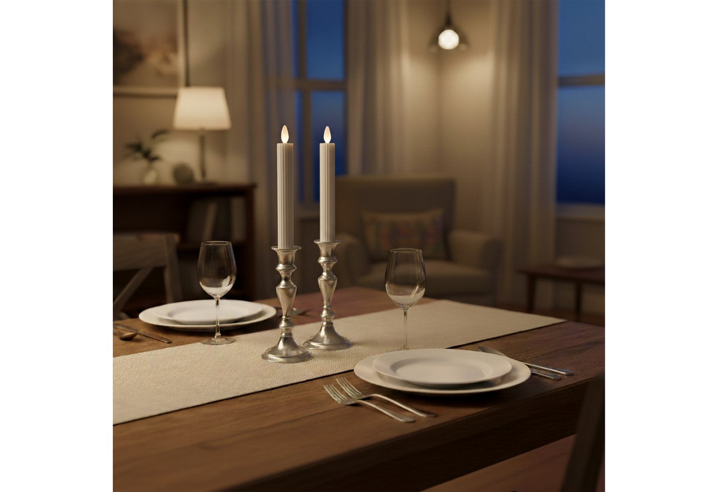 relaxdays LED-Kerze LED Stabkerzen 6er Set, Flackernde Flamme, LED, Warmweiß, Hellgrau – Bild 2 von 5