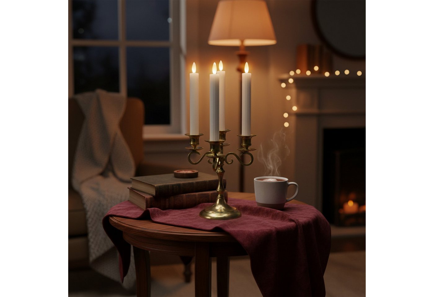 relaxdays LED-Kerze LED Stabkerzen 6er Set, Flackernde Flamme, LED, Warmweiß, Hellgrau – Bild 3 von 5