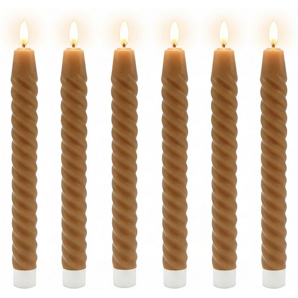 relaxdays LED-Kerze LED Stabkerzen 6er Set, Flackernde LED-Flamme, LED, Warmweiß, Mocha Mousse
