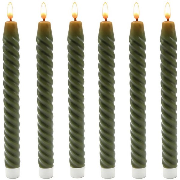 relaxdays LED-Kerze LED Stabkerzen 6er Set, Flackernde, flammenlose LED-Beleuchtung ohne Brandgefahr, LED, Warmweiß, Khaki