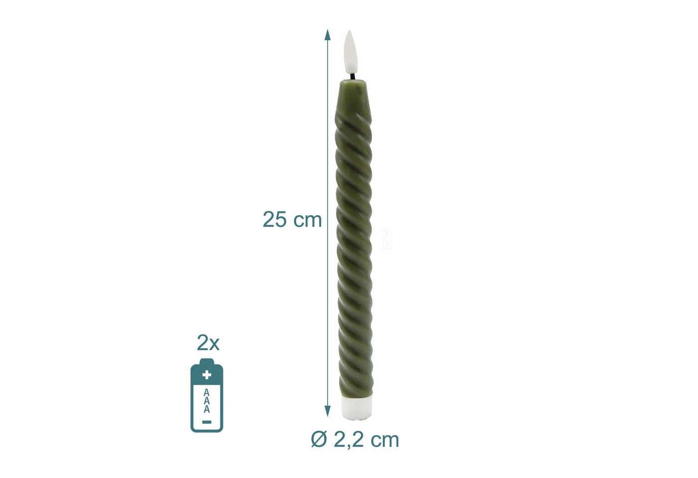 relaxdays LED-Kerze LED Stabkerzen 6er Set, Flackernde, flammenlose LED-Beleuchtung ohne Brandgefahr, LED, Warmweiß, Khaki – Bild 4 von 5