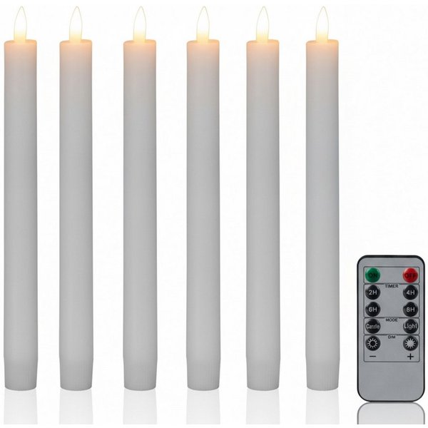 relaxdays LED-Kerze LED Stabkerzen mit Timer 6er Set, LED, Warmweiß