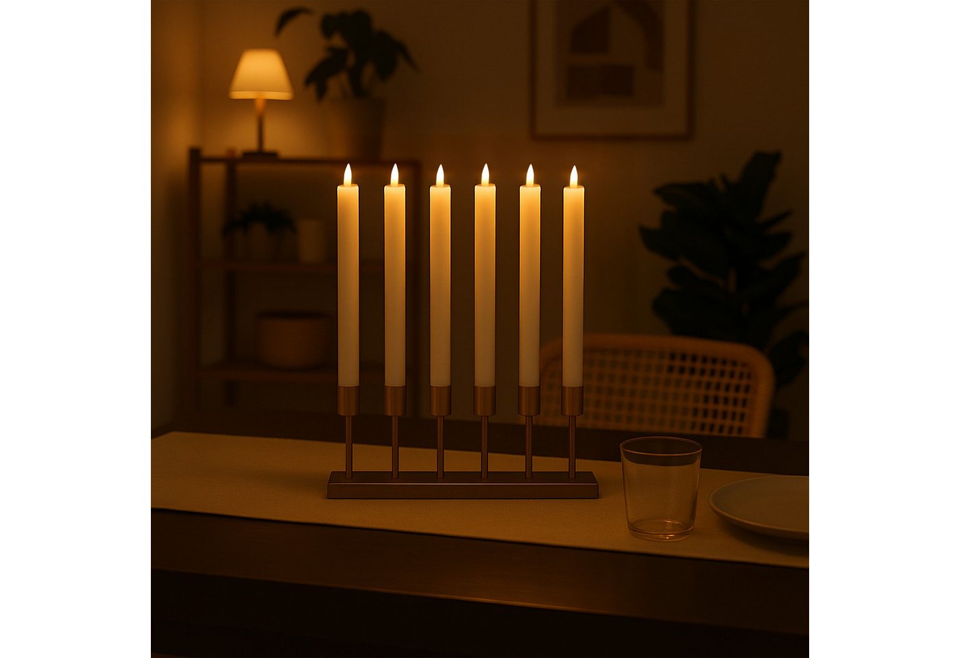 relaxdays LED-Kerze LED Stabkerzen mit Timer 6er Set, LED, Warmweiß – Bild 2 von 5