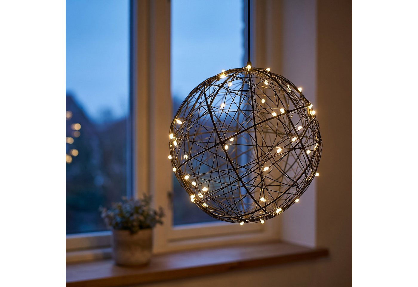 relaxdays LED Kugelleuchte LED Dekokugel 30 cm, LED, Warmweiß, schwarz – Bild 3 von 5