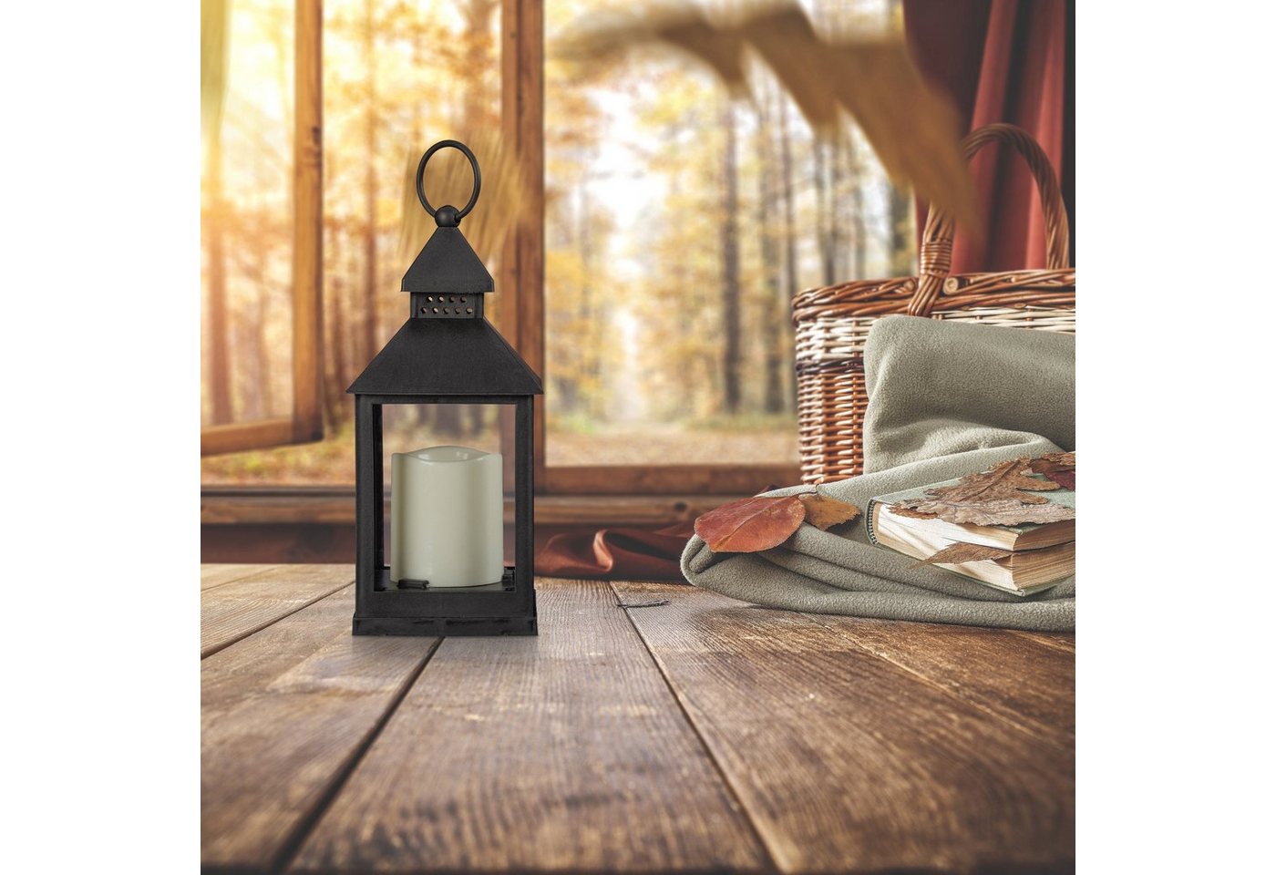 relaxdays LED Laterne 2er Set, Flackernder LED-Flammeneffekt, LED-Kerze, Warmweiß – Bild 5 von 5