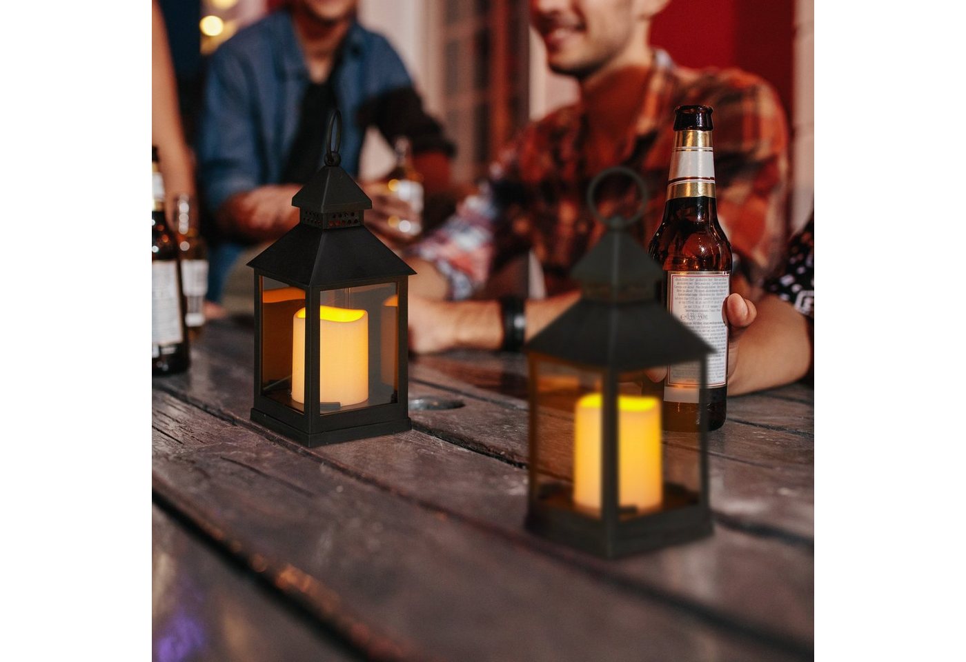 relaxdays LED Laterne 4 x LED Laterne, LED-Kerze mit flackerndem Flammeneffekt, LED-Kerze, Warmweiß – Bild 2 von 5