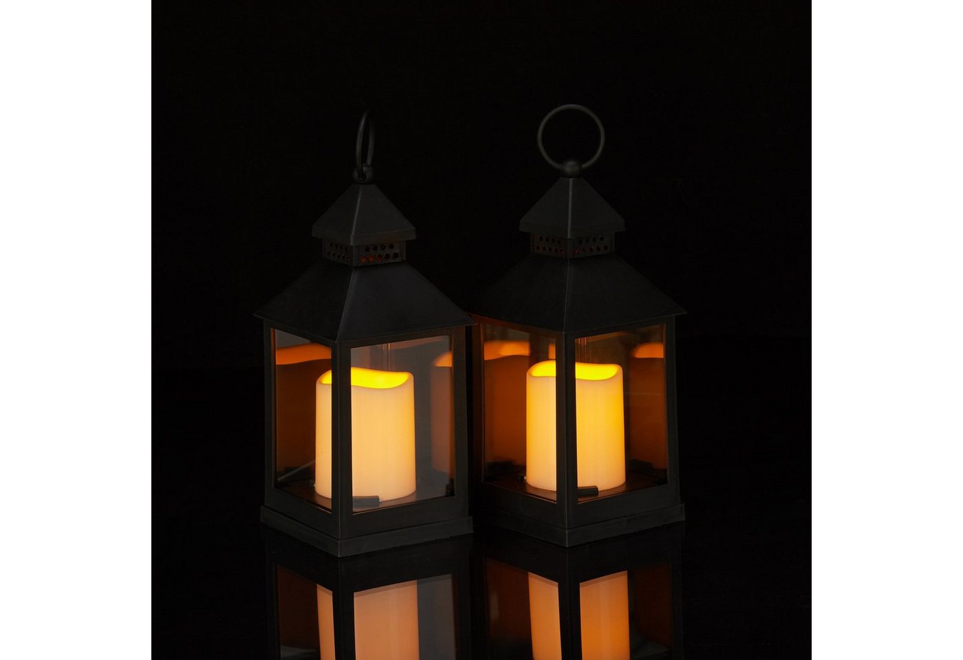 relaxdays LED Laterne 4 x LED Laterne, LED-Kerze mit flackerndem Flammeneffekt, LED-Kerze, Warmweiß – Bild 3 von 5