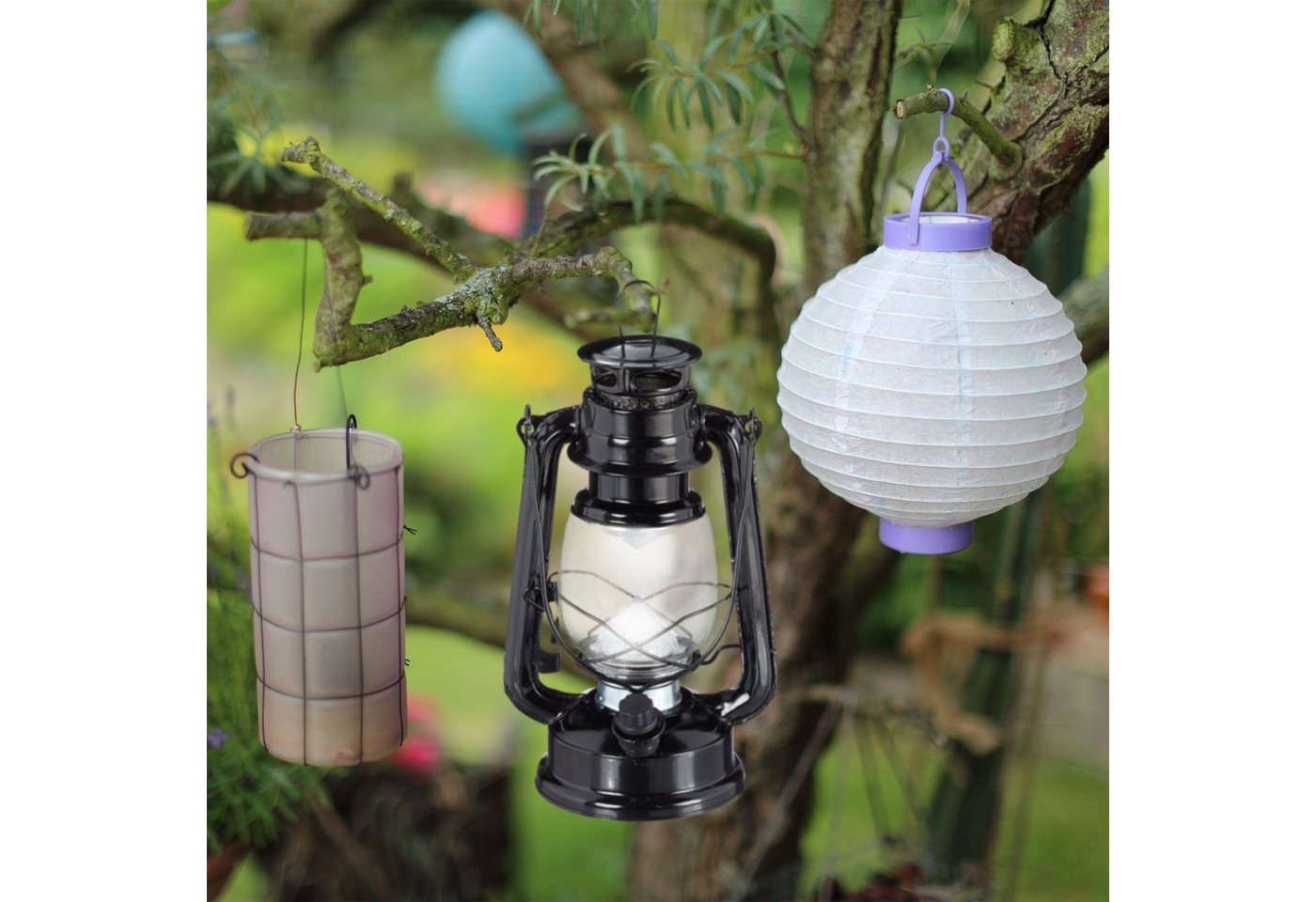 relaxdays LED Laterne Sturmlaterne LED, Dimmbare, batteriebetriebene LED-Sturmlaterne, LED, schwarz – Bild 2 von 5