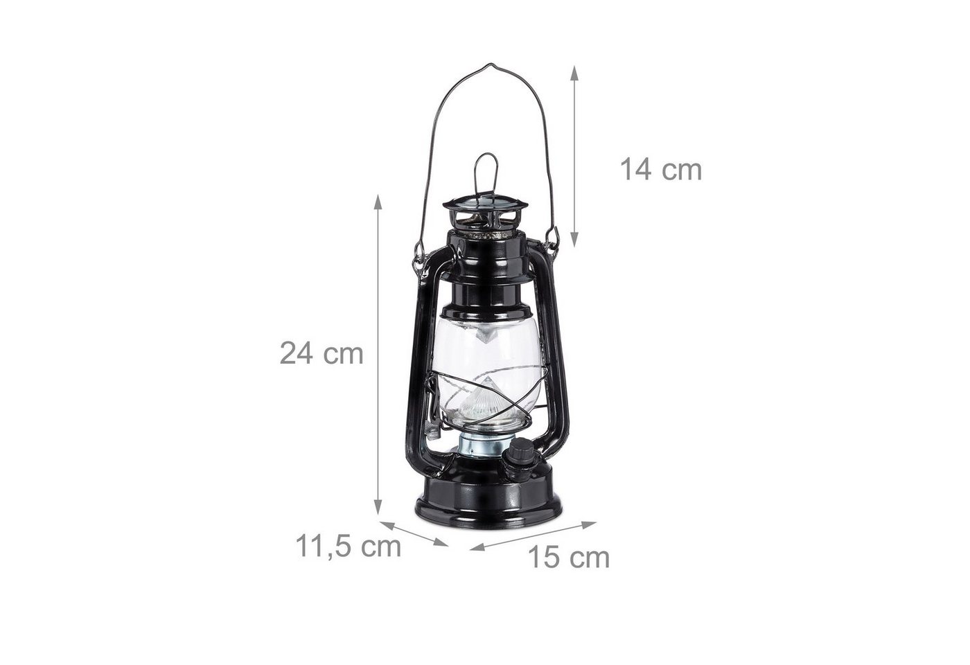 relaxdays LED Laterne Sturmlaterne LED, Dimmbare, batteriebetriebene LED-Sturmlaterne, LED, schwarz – Bild 4 von 5
