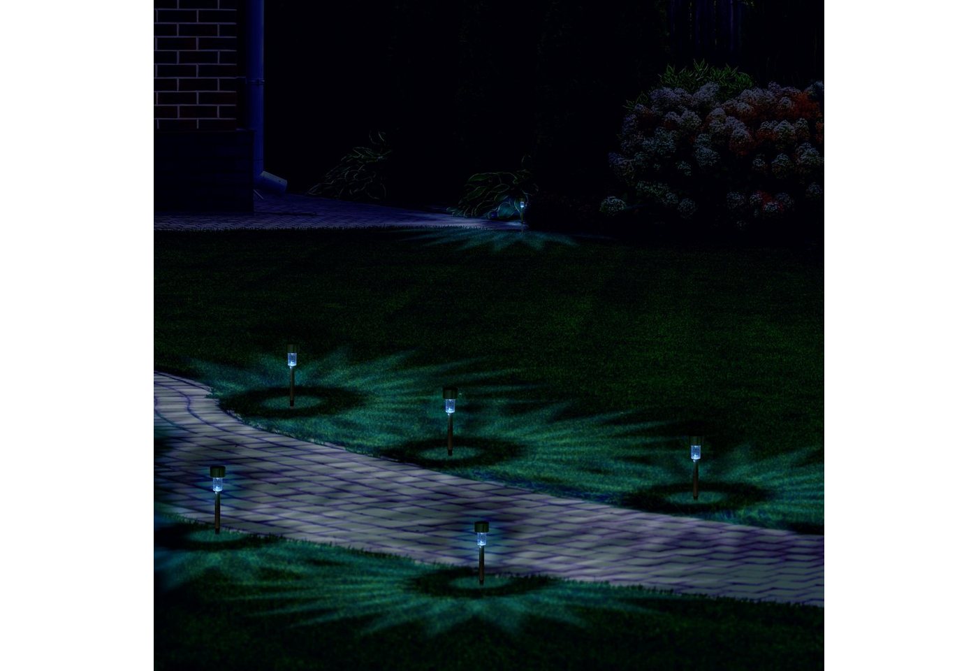 relaxdays LED Solarleuchte Solarlampen Set, LED, kaltweiße LED, Kaltweiß, 6er Pack – Bild 2 von 5