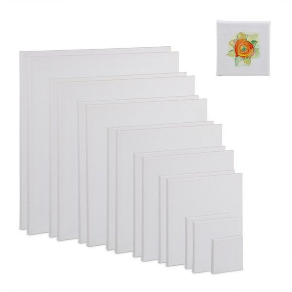 relaxdays Leinwand quadratisch 16er Set