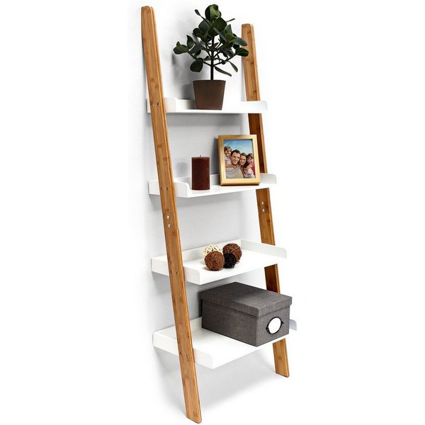 relaxdays Leiterregal BAMBOO, 6-tlg.