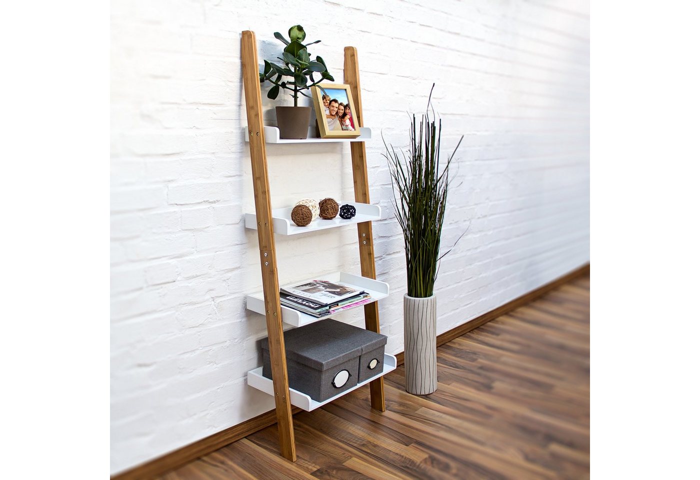 relaxdays Leiterregal BAMBOO, 6-tlg. – Bild 2 von 5