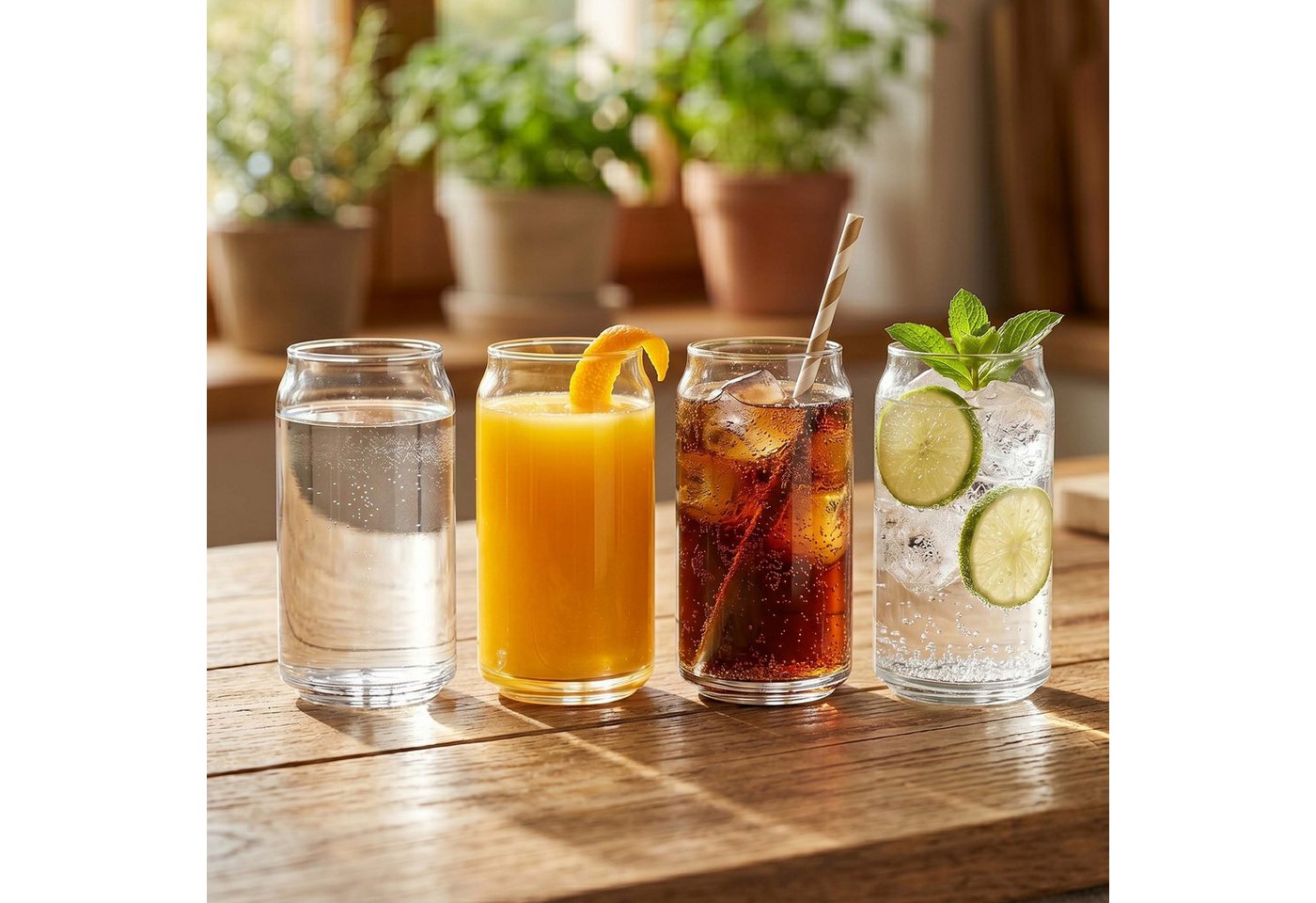 relaxdays Longdrinkglas Longdrinkgläser 4er Set Dosenform, 4-tlg., Glas – Bild 2 von 5
