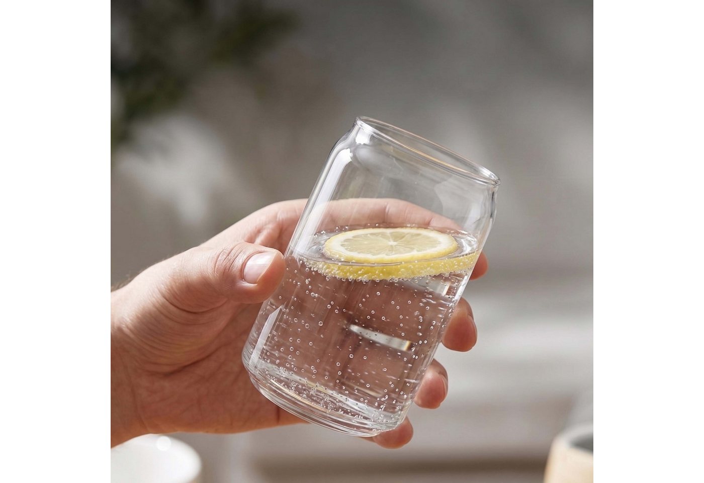 relaxdays Longdrinkglas Longdrinkgläser 4er Set Dosenform, 4-tlg., Glas – Bild 3 von 5