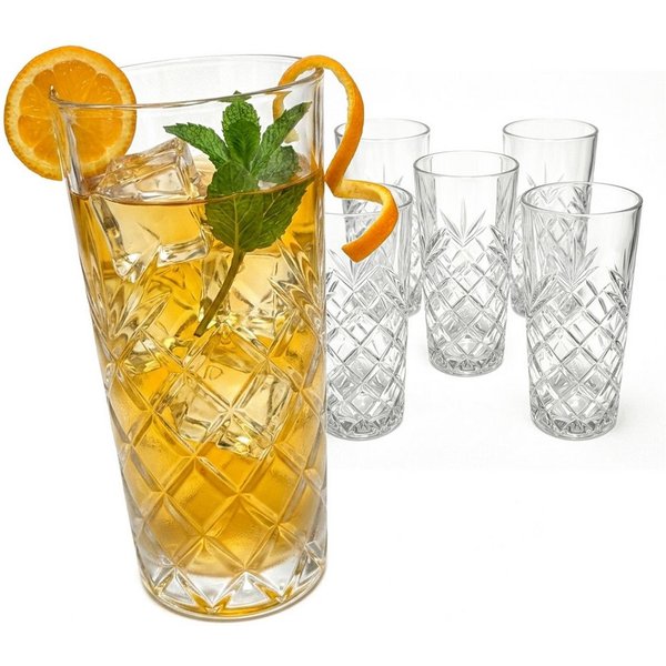 relaxdays Longdrinkglas Longdrinkgläser 6er Set, 6-tlg., Glas
