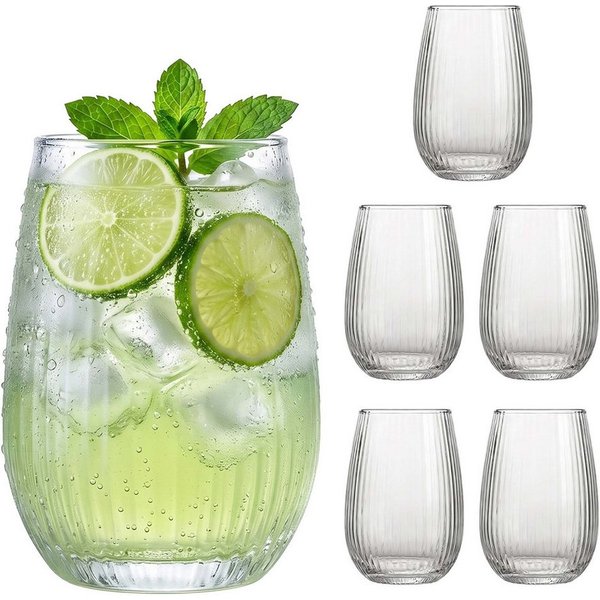 relaxdays Longdrinkglas Trinkgläser 6er Set, 6-tlg., Glas