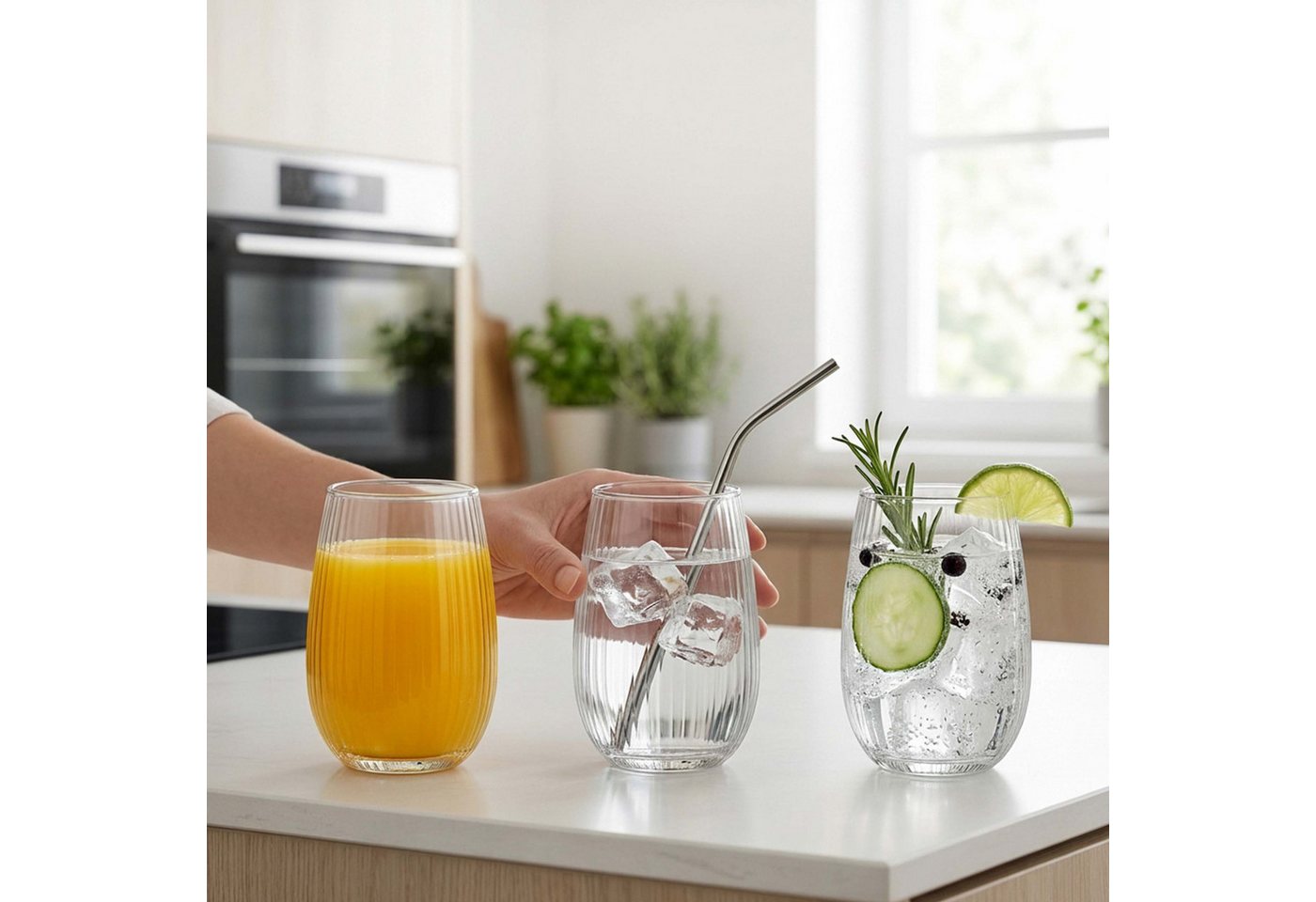 relaxdays Longdrinkglas Trinkgläser 6er Set, 6-tlg., Glas – Bild 2 von 5