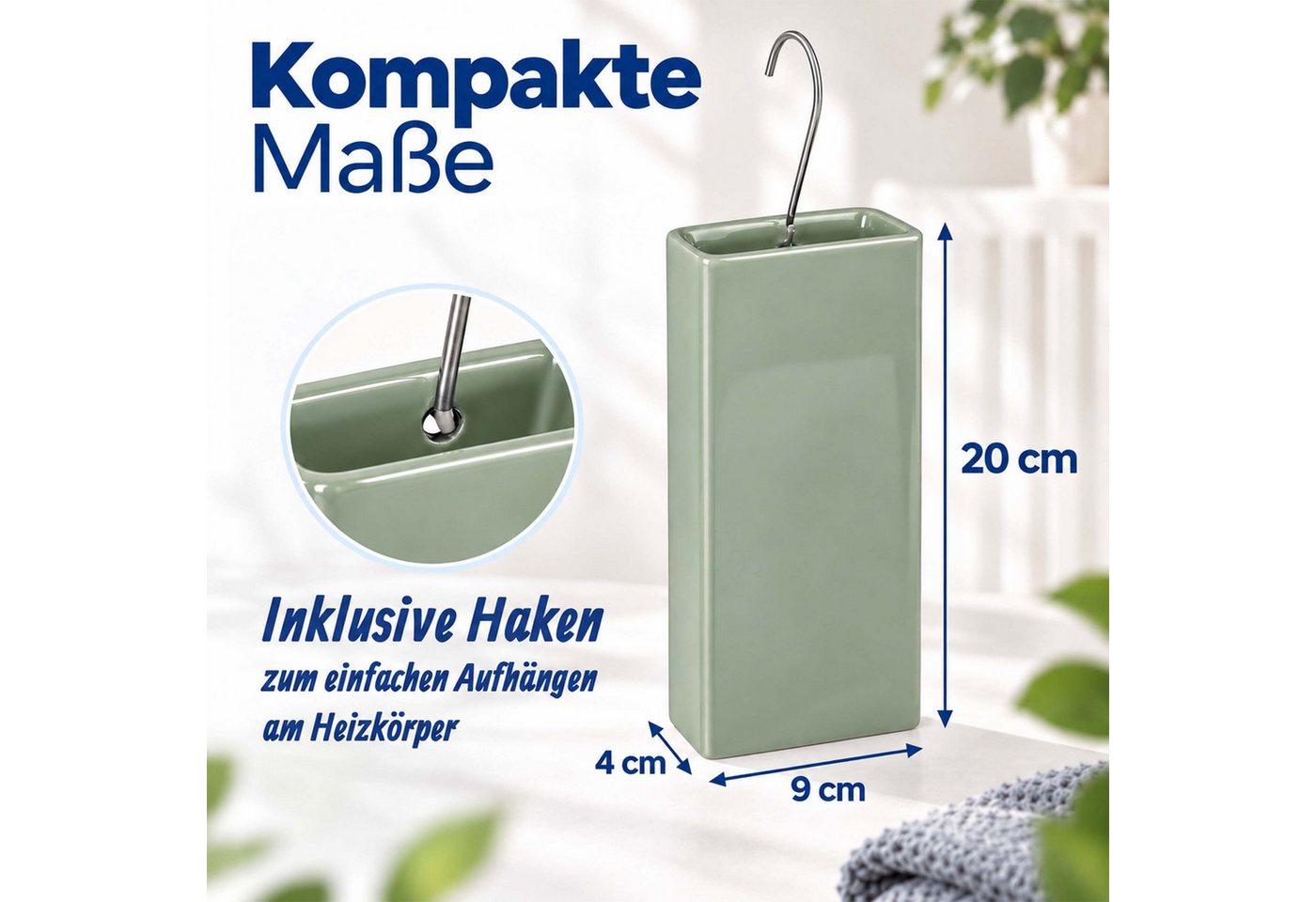 relaxdays Luftbefeuchter Heizkörper 6er Set, 0.4 l Wassertank, Salbei – Bild 4 von 5
