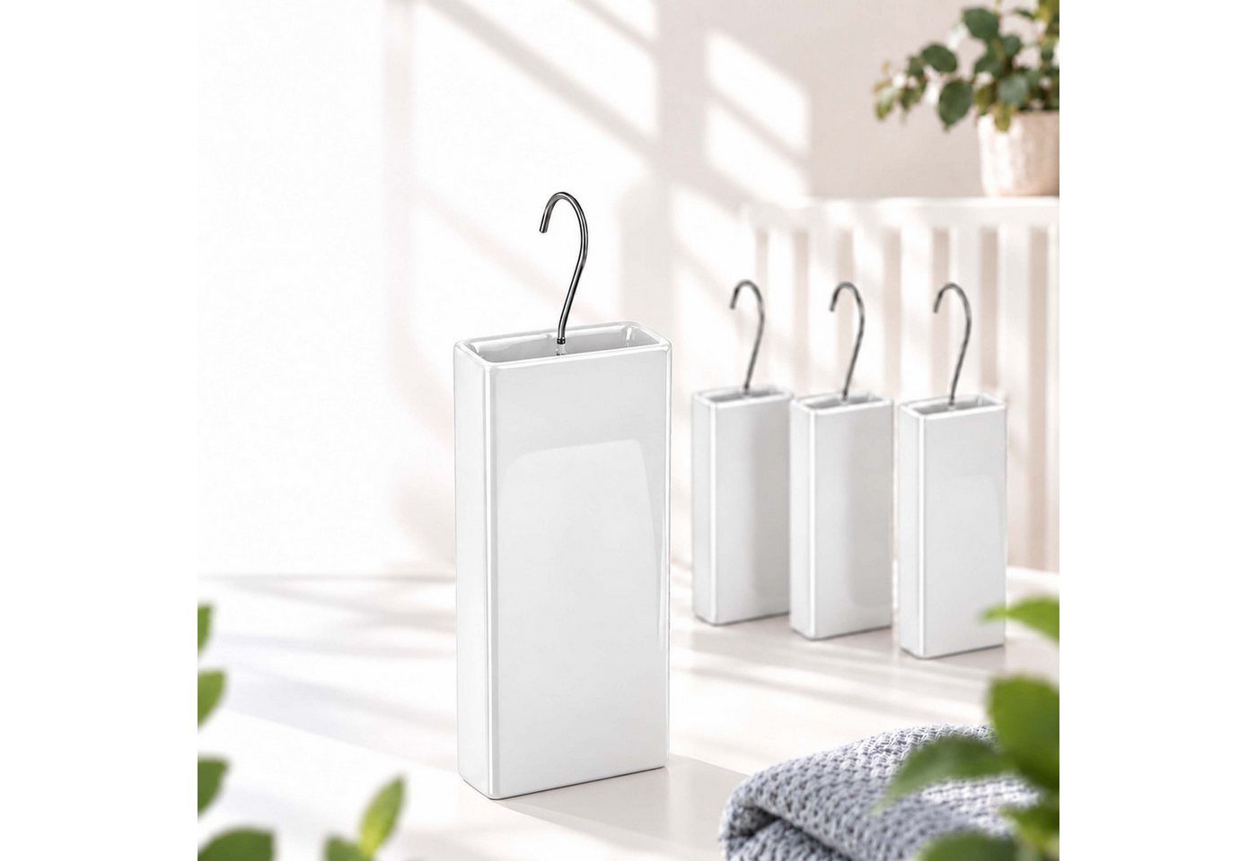 relaxdays Luftbefeuchter Heizung 4er Set, 0.4 l Wassertank, weiß – Bild 3 von 5