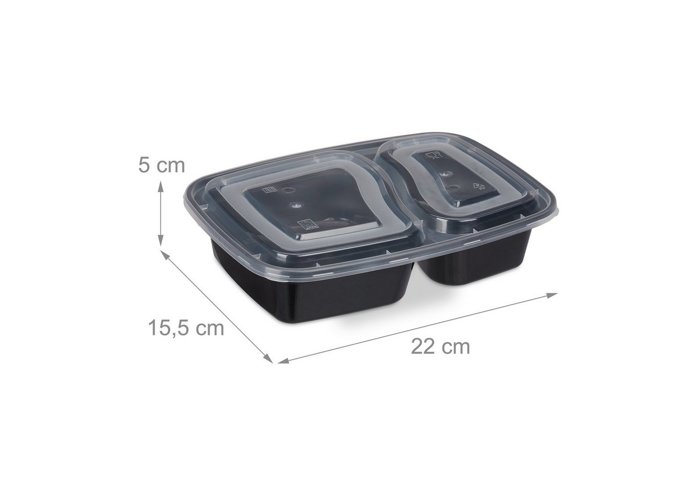 relaxdays Lunchbox 10er Set Meal Prep Boxen 2 Fächer, Kunststoff, (10-tlg) – Bild 4 von 5