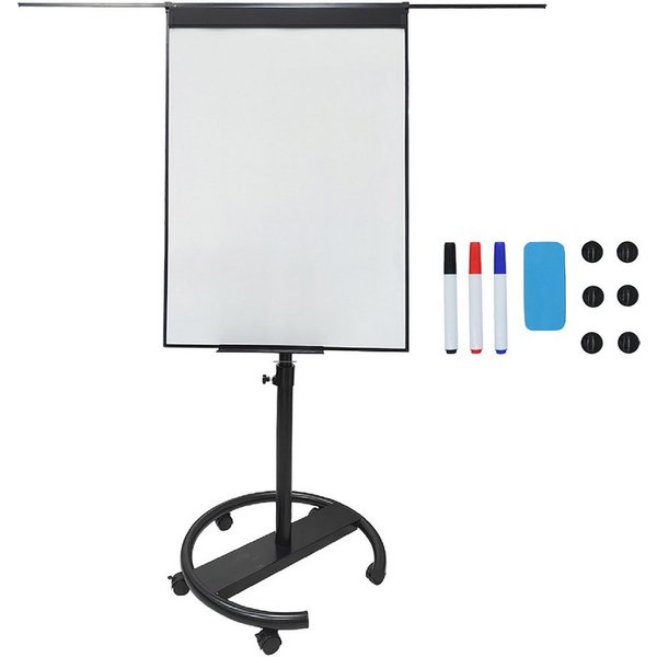 relaxdays Magnettafel Flipchart Whiteboard 100x70 cm 2 Arme, (11-tlg), schwarz