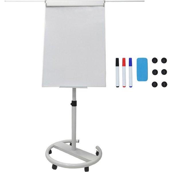 relaxdays Magnettafel Flipchart Whiteboard 100x70 cm 2 Arme, (11-tlg), weiß