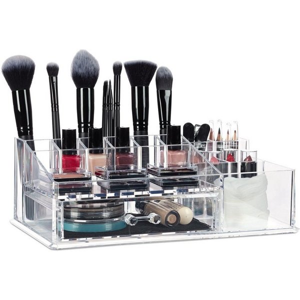 relaxdays Make-Up Organizer 16 Fächer, 1-tlg., transparent