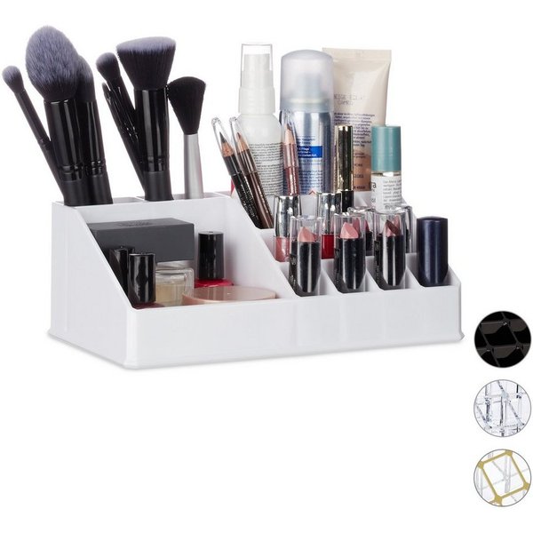 relaxdays Make-Up Organizer Kosmetikorganizer Acryl, 1-tlg., weiß