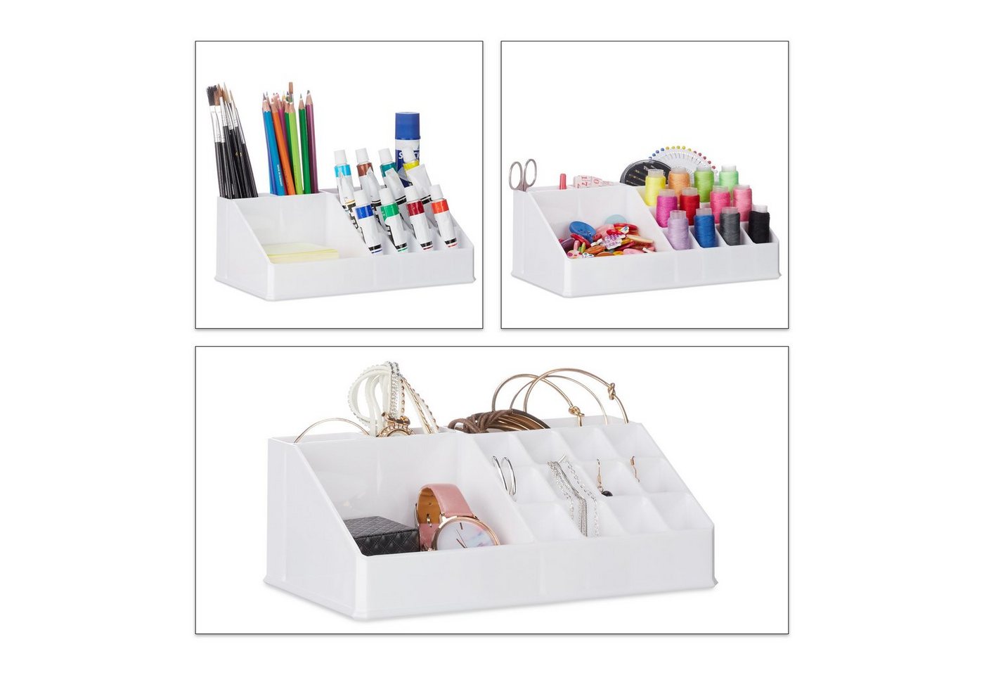 relaxdays Make-Up Organizer Kosmetikorganizer Acryl, 1-tlg., weiß – Bild 3 von 5