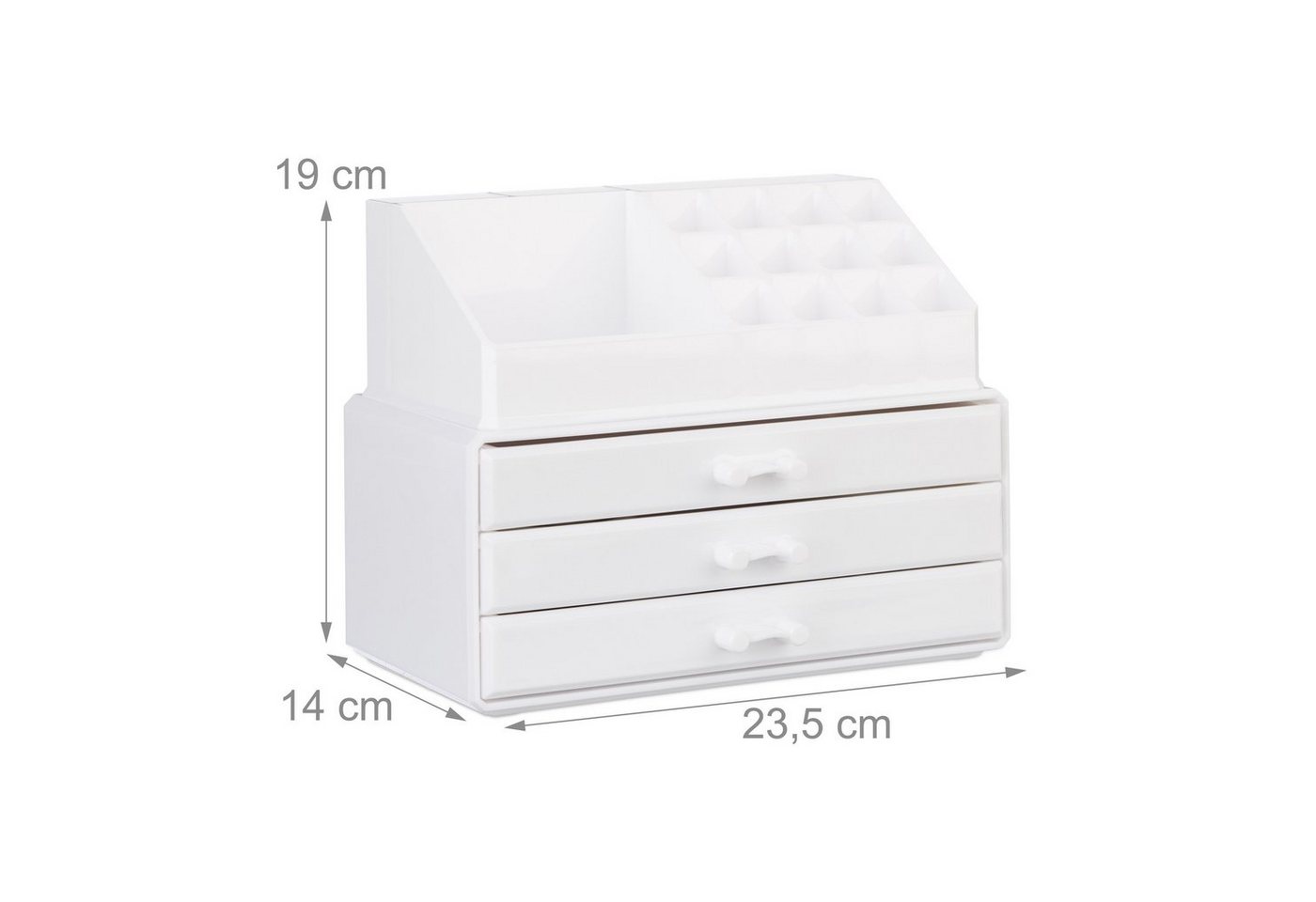 relaxdays Make-Up Organizer mit 3 Schubladen, 2-tlg., weiß – Bild 4 von 5