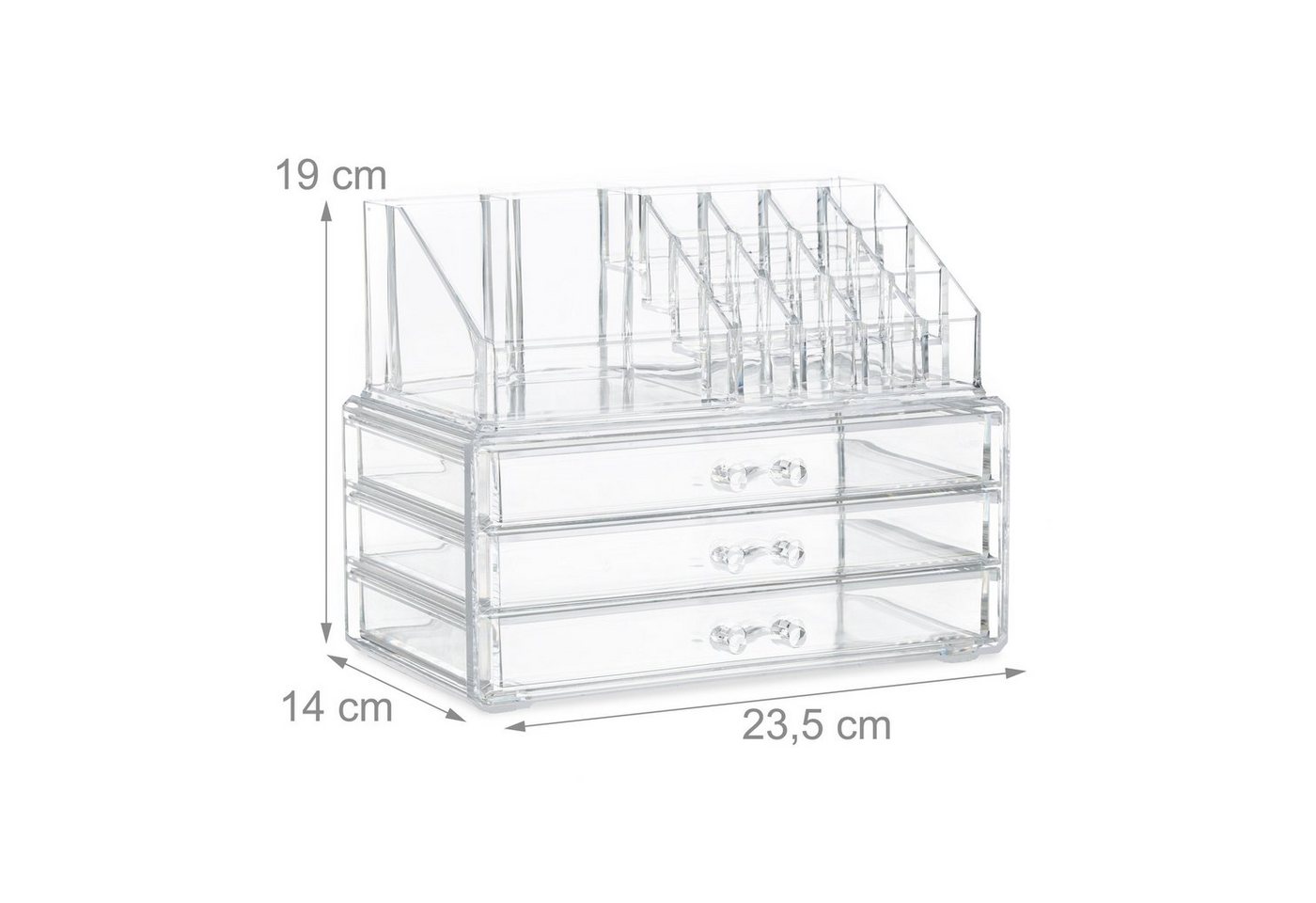 relaxdays Make-Up Organizer mit 3 Schubladen, 2-tlg., transparent – Bild 4 von 5