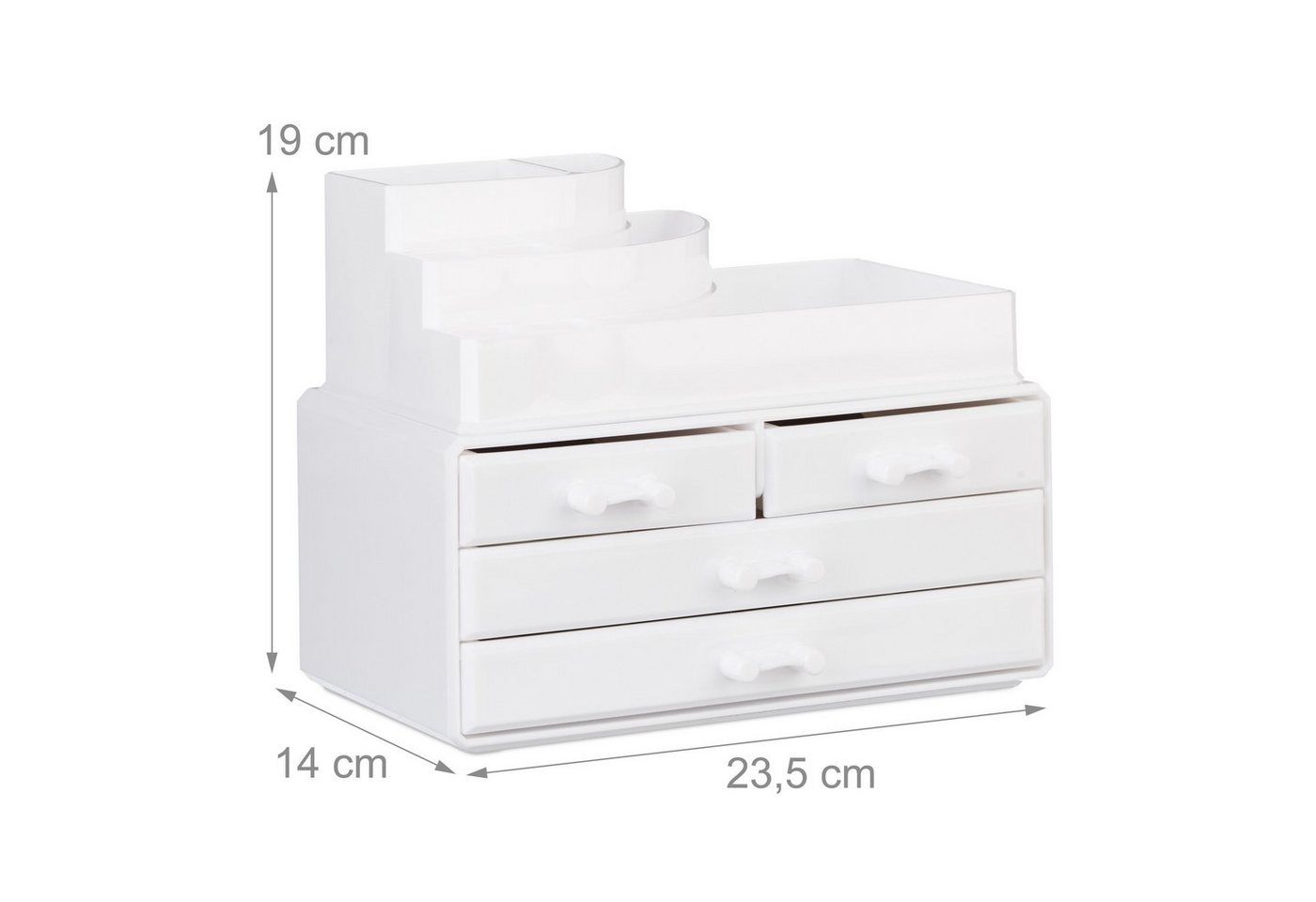 relaxdays Make-Up Organizer mit 4 Schubladen, 2-tlg., weiß – Bild 4 von 5