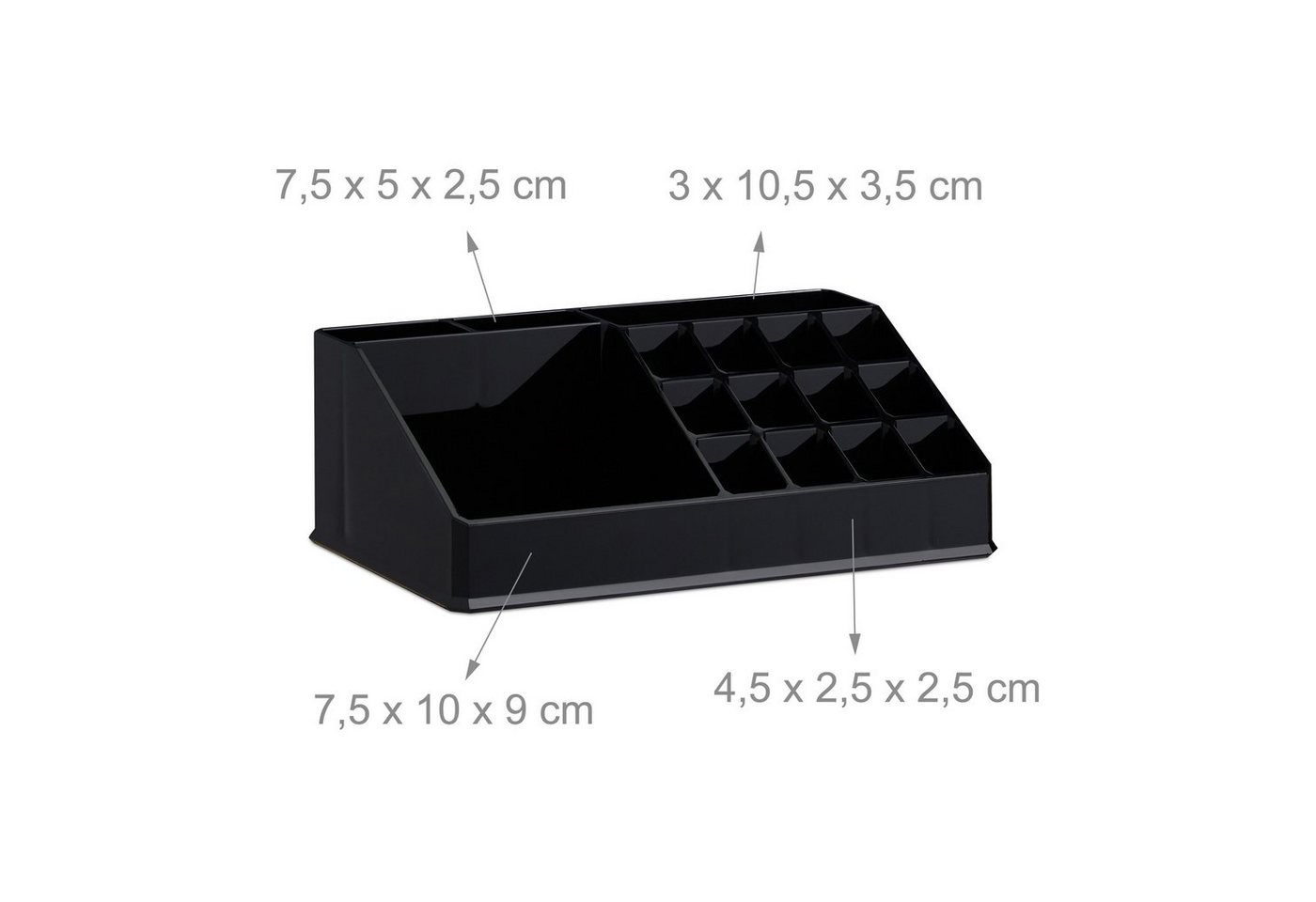 relaxdays Make-Up Organizer mit 8 Schubladen, 3-tlg., schwarz – Bild 5 von 5
