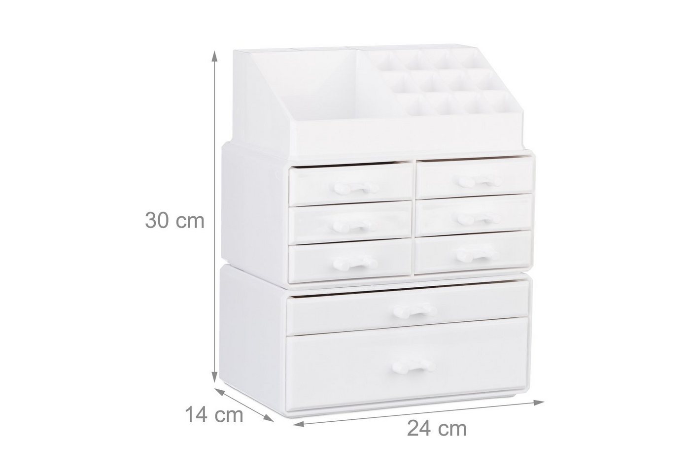 relaxdays Make-Up Organizer mit 8 Schubladen, 3-tlg., weiß – Bild 4 von 5