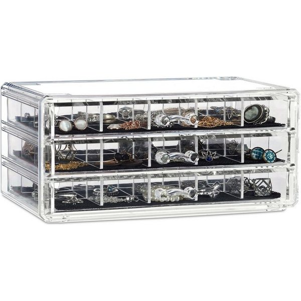 relaxdays Make-Up Organizer mit Schubladen, 1-tlg., transparent