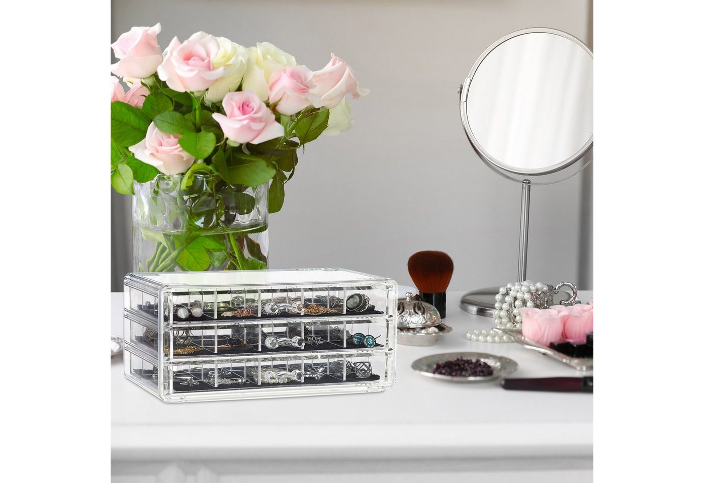 relaxdays Make-Up Organizer mit Schubladen, 1-tlg., transparent – Bild 2 von 5