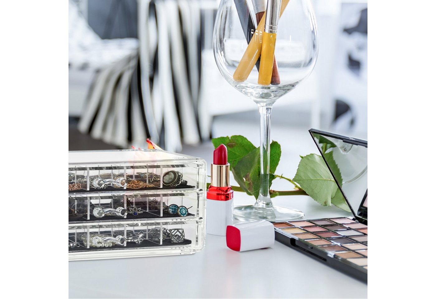 relaxdays Make-Up Organizer mit Schubladen, 1-tlg., transparent – Bild 3 von 5