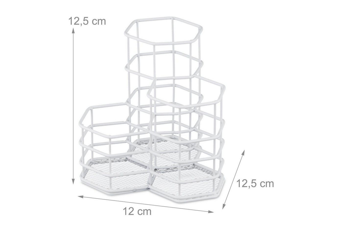 relaxdays Make-Up Organizer Pinselhalter mit 3 Fächern, 3-tlg., weiß – Bild 4 von 5