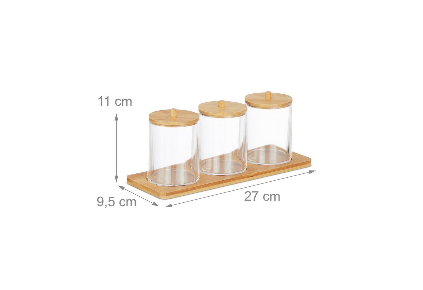 relaxdays Make-Up Organizer Wattestäbchenbehälter mit Tablett, 4-tlg. – Bild 4 von 5