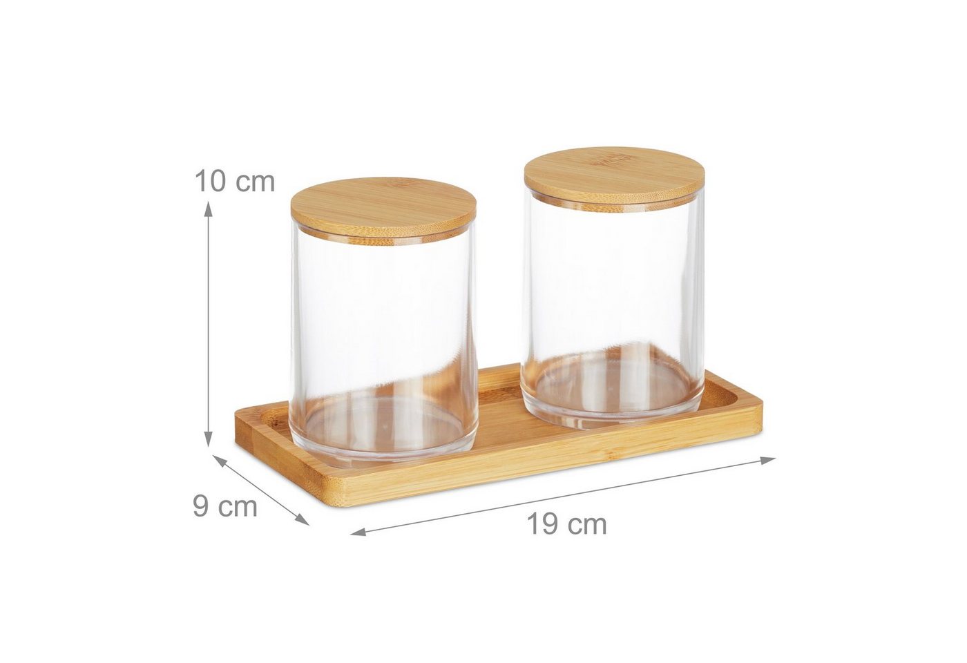 relaxdays Make-Up Organizer Wattestäbchenbehälter mit Tablett, 3-tlg. – Bild 4 von 5