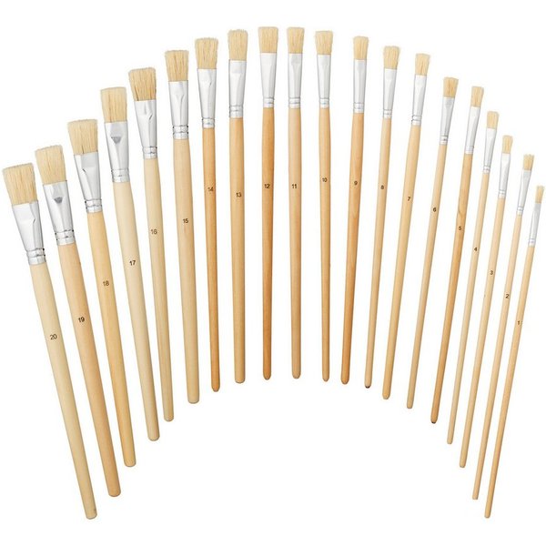 relaxdays Malpinsel Borstenpinsel 20-teiliges Set, (20-teiliges Set, 20 St)