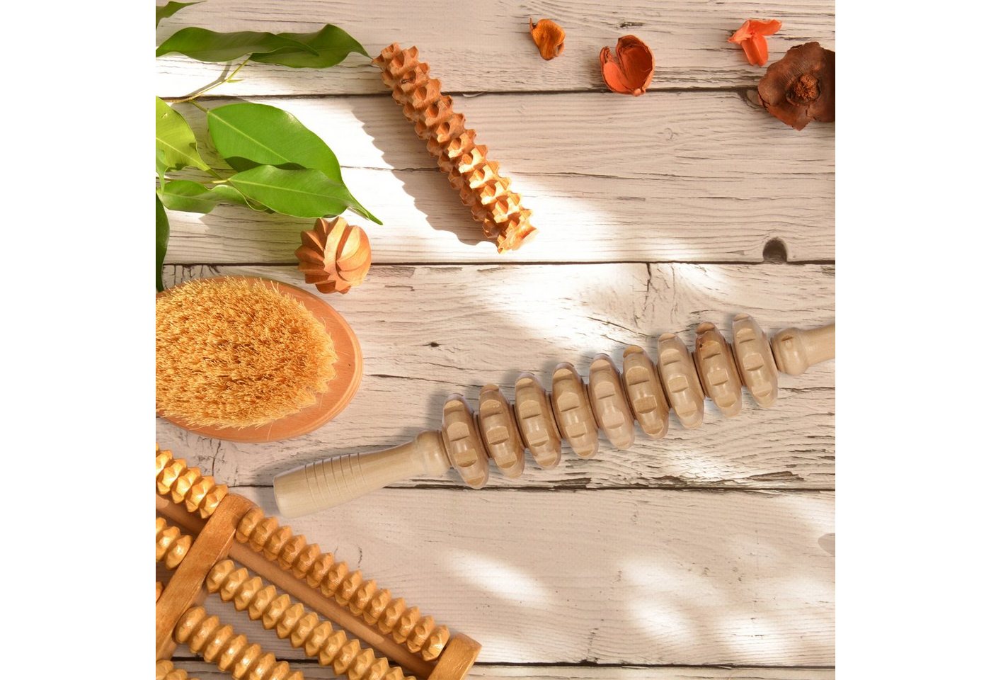 relaxdays Massageroller 2 x Massage Roller aus Holz, 1-tlg. – Bild 2 von 5