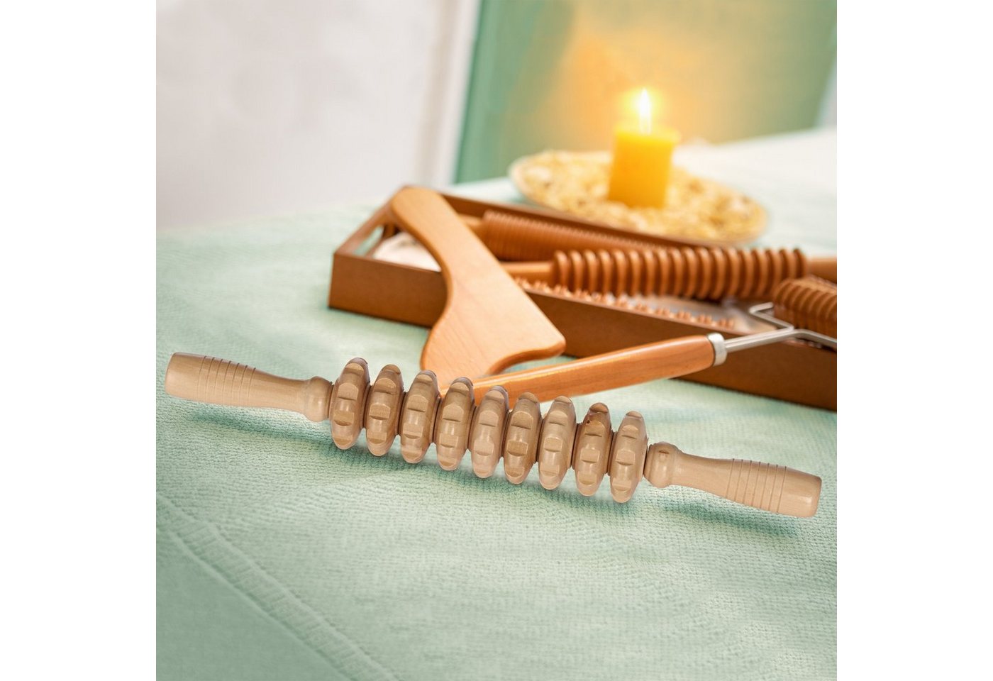 relaxdays Massageroller 2 x Massage Roller aus Holz, 1-tlg. – Bild 5 von 5