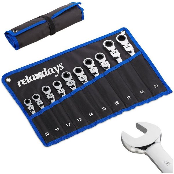 relaxdays Maulschlüssel Flexibles Schraubenschlüssel Set 10-tlg. (10 St)