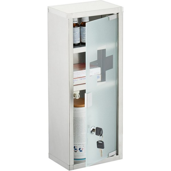 relaxdays Medizinschrank Edelstahl (1-St)