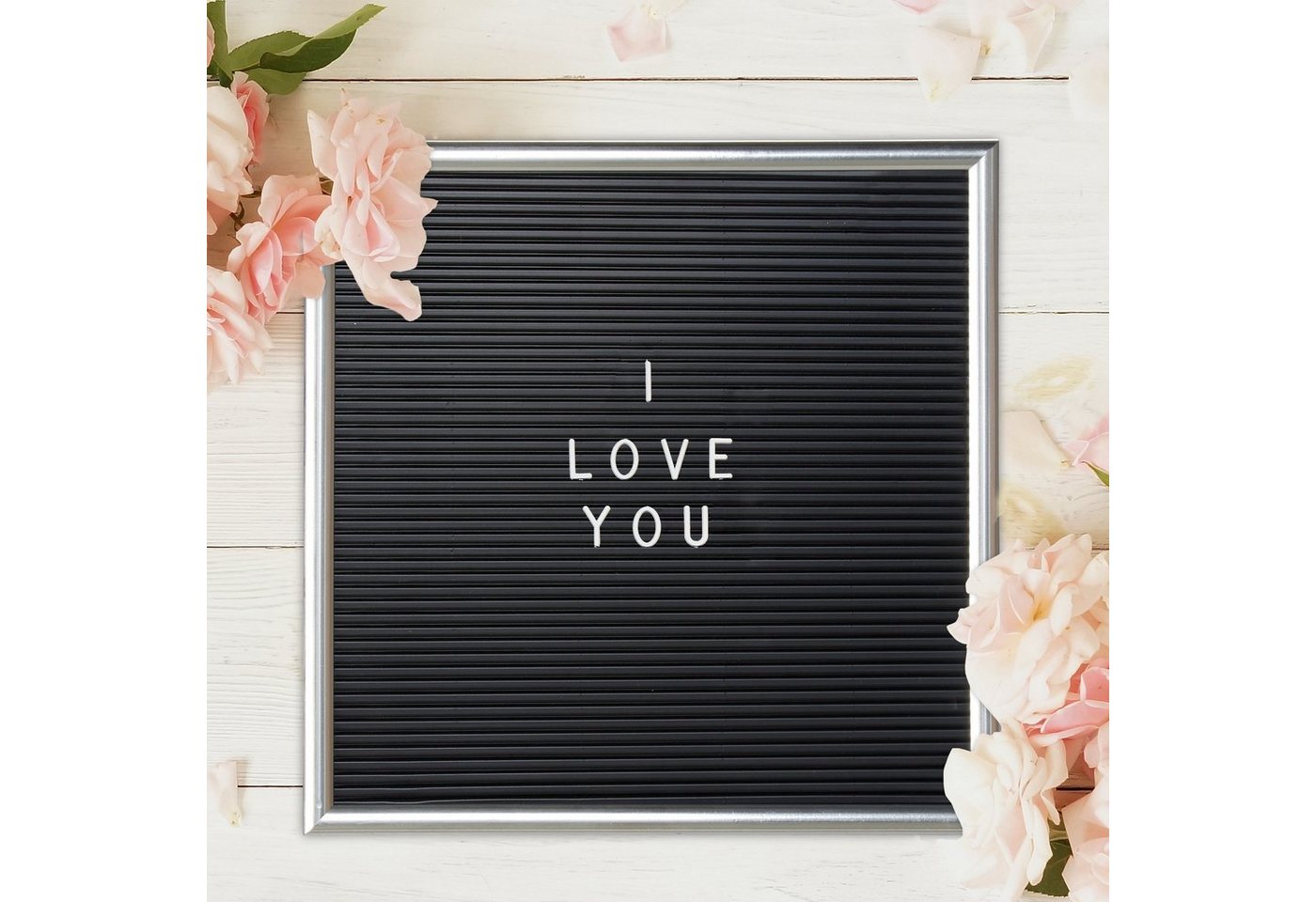 relaxdays Memoboard Letterboard 30 x 30 cm, (145-tlg), silber – Bild 3 von 5