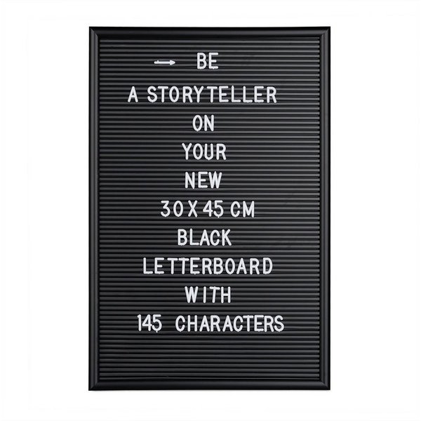 relaxdays Memoboard Letterboard 30 x 45 cm, (145-tlg), schwarz